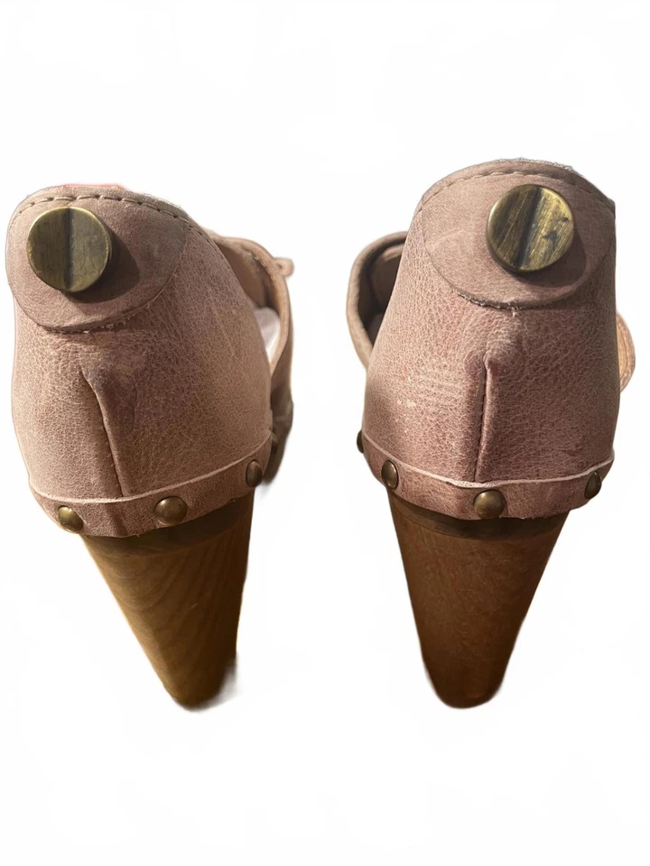 Zapatos Sanita Diseño Danés Para Mujer 35 Rosa Malva Gamuza Mules con Tacones de Madera Foto 3 de 4