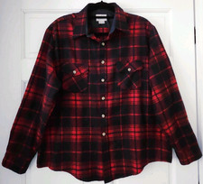 Vtg Sears Red Navy Plaid Flannel Shirt Mens XL Soft Acrylic Button Up 17 17.5 L