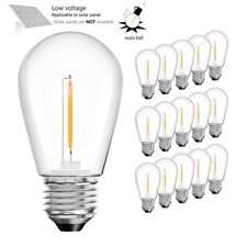 S14 LED Solar Replacement Bulbs DC 3V E27 Plastic Shatterproof Waterproof IP44