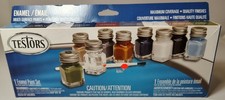 TESTORS MULTI SURFACE 9 BOTTLE ENAMEL PAINT SET W/ BRUSH MAXIMUM COVERAGE
