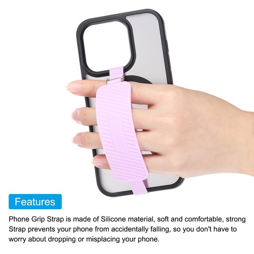Phone Grip Strap Silicone Elastic Cord with Handle Purple 1Pcs - Afbeelding 5 van 5