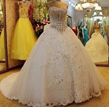 Real Crystal Sweetheart Charming BallGown Wedding Dress Sparkly Vestido de novia