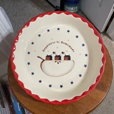 Vintage Russ Berrie Ceramic Pie Plate "Happiness Is Homemade"