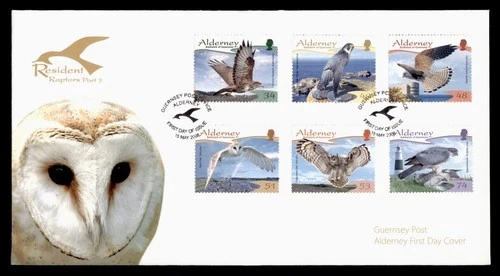 DR WHO 2008 ALDERNEY GUERNSEY FDC BIRD CACHET COMBO w29657