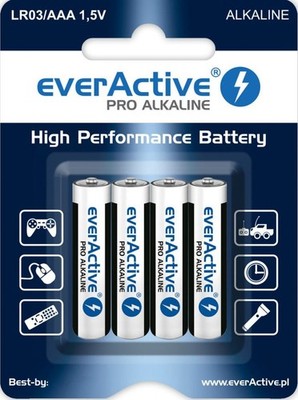 10x everActive PRO ALKALINE LR03 AAA 1,5 V Batterie Micro 4er Packung