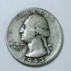 1943 Washington Quarter 90% Silver Very Good Details #4525