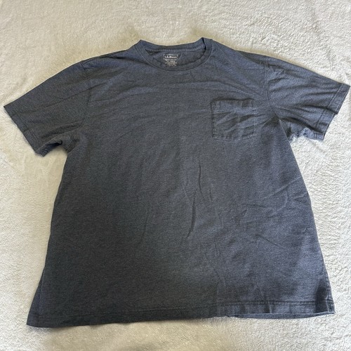 LL Bean Shirt Gray XL Men Pocket Cotton Regular Fit T Shirt Short Sleeve