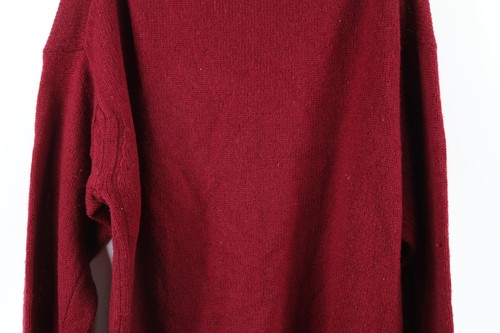 Vintage 90s Gap Mens Large Blank Shetland Wool Knit V-Neck Sweater Burgundy - Picture 9 of 10
