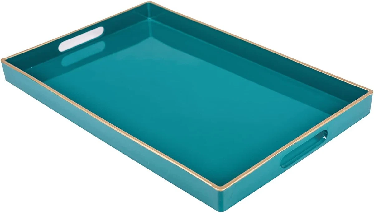 Teal coffee cheap table tray