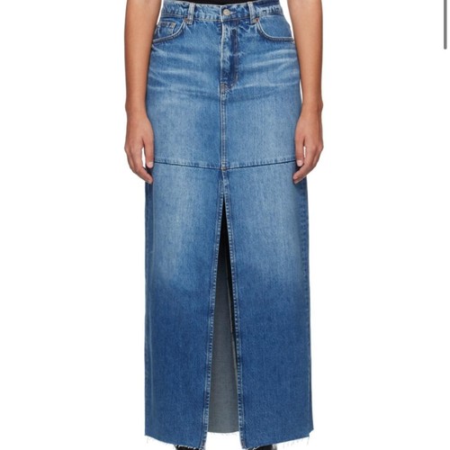 NEU REFORMATION Tazz Maxi Jeans Rock Hemlock Gr. 25 blau RAR Neu mit Etikett - Bild 2 von 9