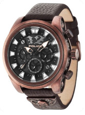 Police PL14473JSQBZ/02 Black Dial Brown Leather Strap Men's Watch