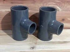 Lot Of 2 Spears 801-249 D2467 Gray PVC Tee 2” x 2” x 1” New Made In USA SCH 80