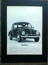 *Ready To Display*VW Bug Lemon 1960*Original*11x13 Ad w/14x18*mat Volkswagen c