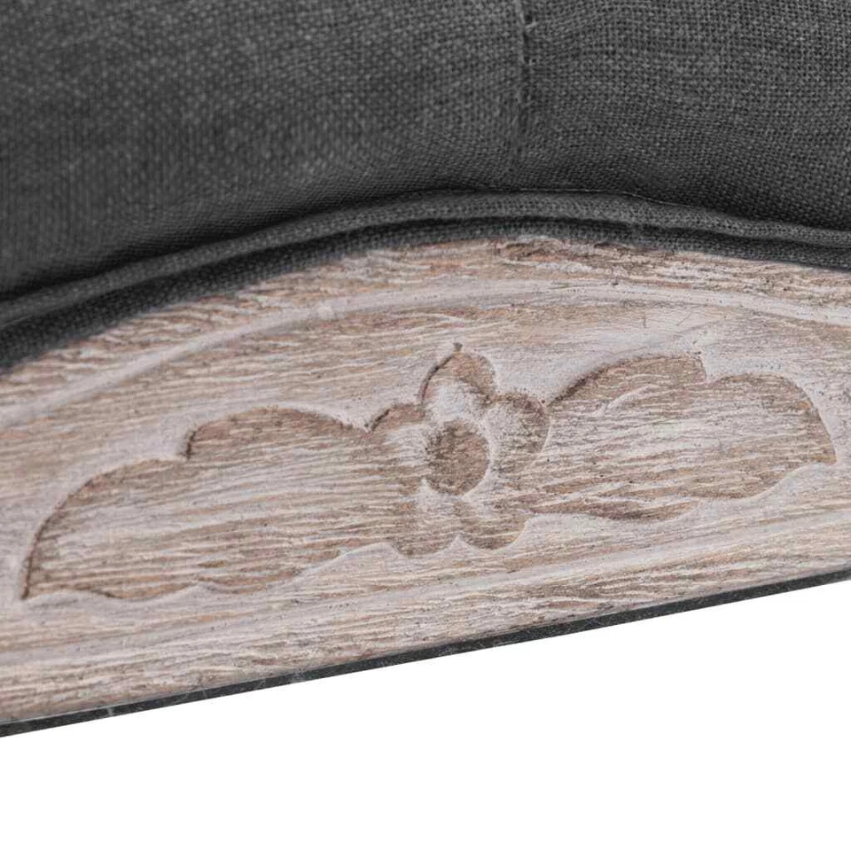 Banco NNEVL Lino Madera Maciza 110x38x48 cm Gris Oscuro Foto 3 de 4