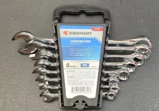 8 piece Combination Heat Treated Wrench Set Metric 8 thru 19 mm & Spanner Holder