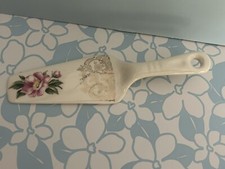 Vintage Georgian China Pie Dessert Server Cake Lifter Pink Flower Gold Excellent