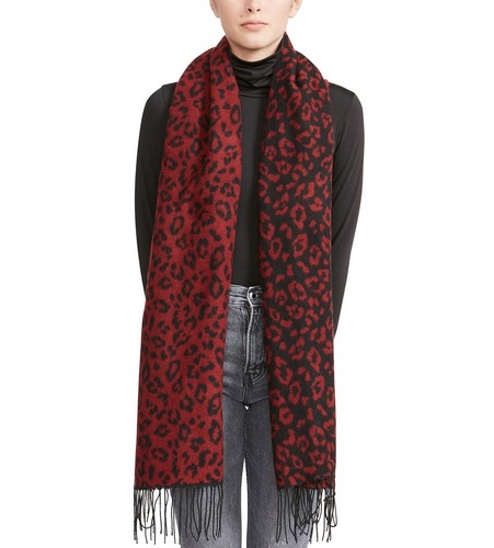 Steve Madden Women's Cozy Blanket Scarf with Fringe Trim Red One Size - 第 1/2 張圖片