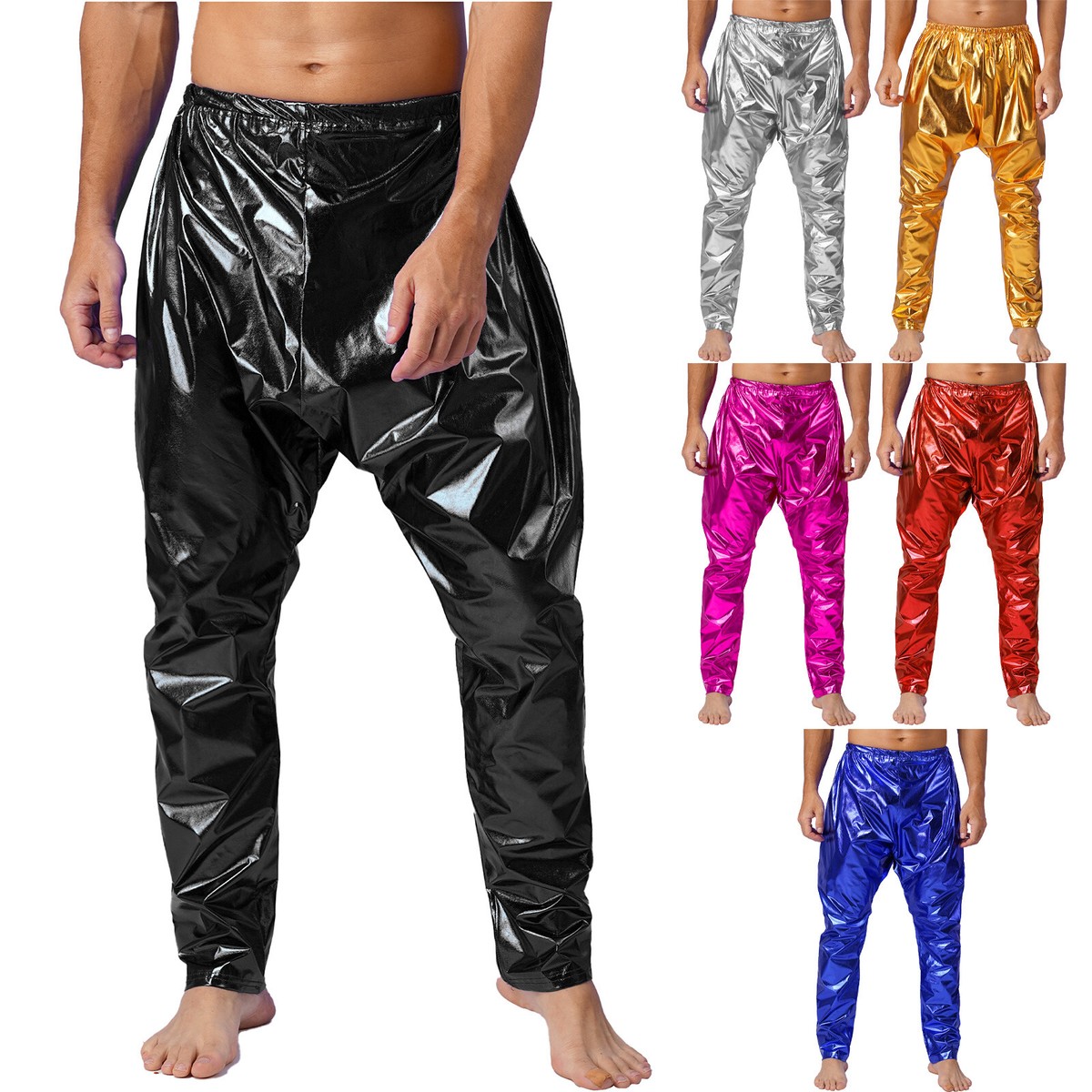 Produktbild von Gefomuofe Herren Strumpfhosen Glanz Leggings Tight Hose Nylon Pantyhose Lange Unterhosen Unterwäsche O-Ring Latex Dessous Unterwäsche Lustige Unterhose Schlafhose Dessous Reizwäsche
