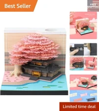 Squarish 3D Memo Pad - 260 Sheets Pink Sticky Notes Gift with LED Tree Design