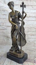 Hot Cast Cello Player Sculpture Musical Instrument Figurine Ornament Artwork NR