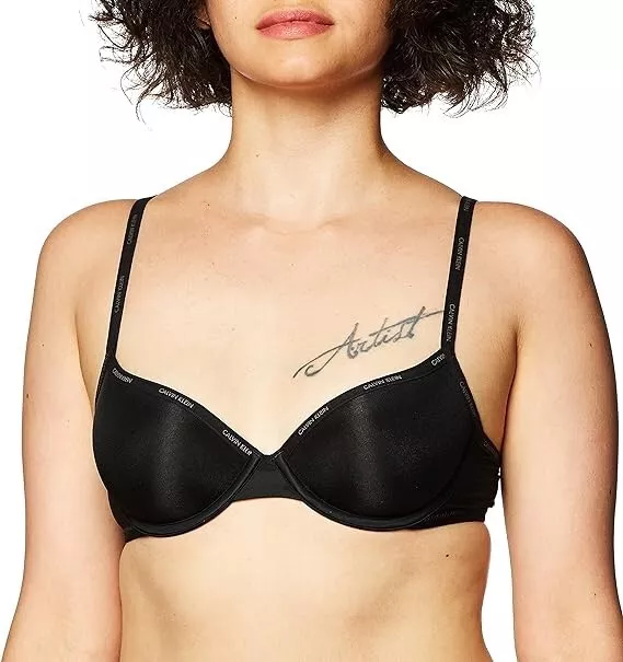 Calvin Klein Sheer Marquisette Lightly Lined Demi Bra QF1680 Black 36D