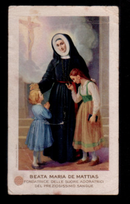 B2 ANTIQUE Santino Holy Card RELIC RELIC BLESSED MARIA DE MATTIAS