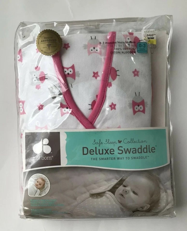  Envoltura de lujo de algodón recién nacido - rosa/búhos o azul/nubes 0-3 meses NUEVO   Foto 2 de 4