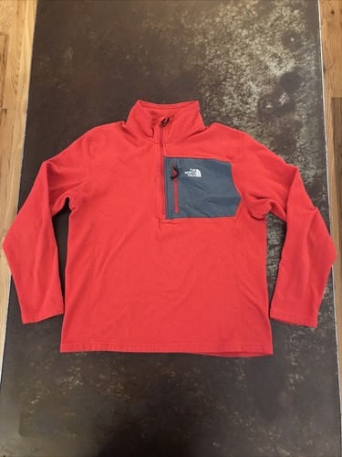 red fleece pullover w/ zip chest pocket 