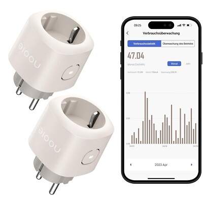 Nooie Wlan Steckdose mit Strommessung 2er PackSmart Home Smart Steckdose Komp...