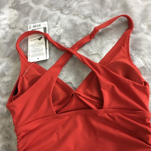 Athleta Size XS Side Scrunch Swim Tankini Top Red NWT $64 UPF Quick Drying - Picture 9 of 11