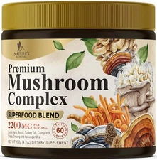 Mushroom Supplement Powder - 11 in 1 Complex Formula Powder with Organic Lions
