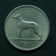 B5) Ireland 6 Pence (Pingin) 1968 EIRE - Animal Dog Dog Reul Wolfhound 