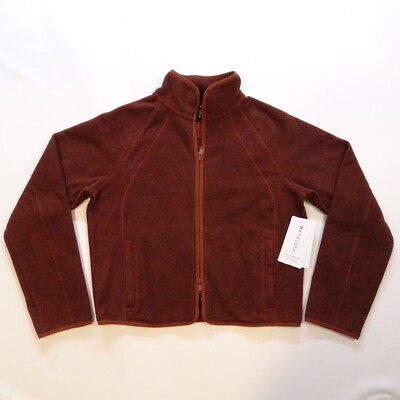 NEW Athleta Jacket Size Small Stroll Fleece Full Zip Pockets Brown/Red