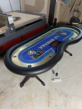 Poker Table LED La Baraka Wooden Legs Racetrack Cup Holders Full Leather Chipset