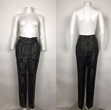 Vtg Gianni Versace Black 80s 90s Jacquard Pants M