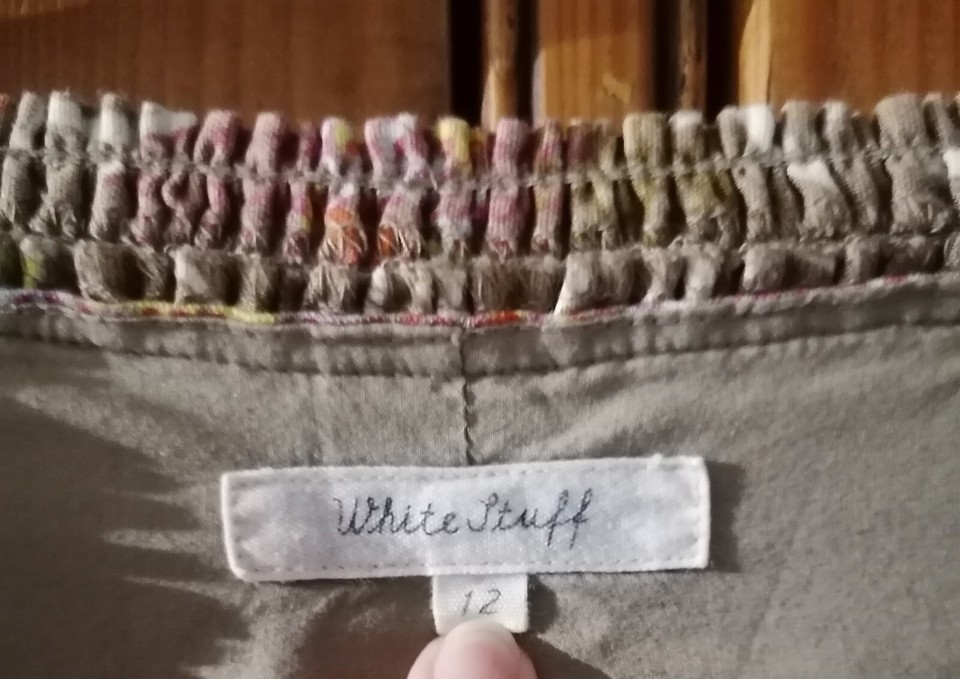 NWOT WHITE STUFF Cotton & Linen Tea Dress size 12 soft brown Fully