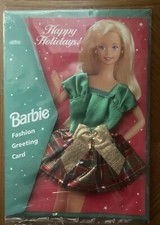 Carte de voeux mode Barbie Happy Holidays 1995 neuve dans son emballage d'origine