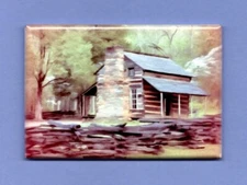 LOG CABIN *2x3 FRIDGE MAGNET* HOME HOUSE FRONTIER SETTLERS HUNTING LODGE COTTAGE