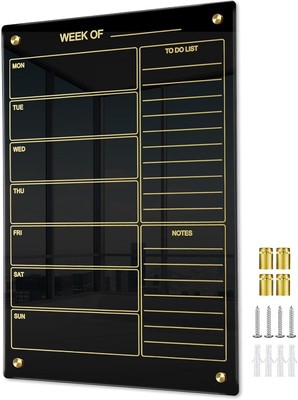 Frameless Black Glass Dry Erase Weekly Planner - The Ideal Organizational Tool