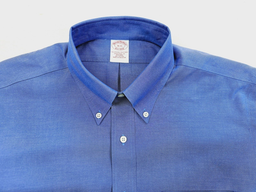 Camisa Brooks Brothers para hombre talla 16-35 azul calce tradicional sin planchar todo algodón - Imagen 5 de 9