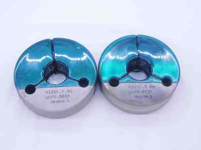 M22 X 1.5 6g METRIC SPECIAL THREAD RING GAGES 22 GO NO GO P.D.'S = .8235 & .8191