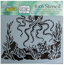 Sea Life Octopus Stencil Beach Coral Ocean Nautical Pattern Template 6" Crafters