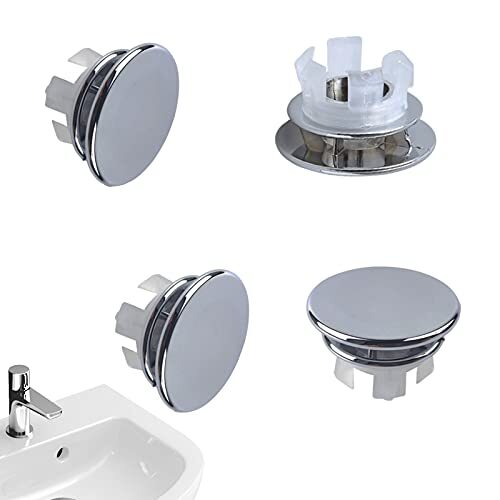 4 Pack Double Layer Sink Basin Overflow Trim Ring Bathroom Hole Cover Caps - Picture 1 of 6