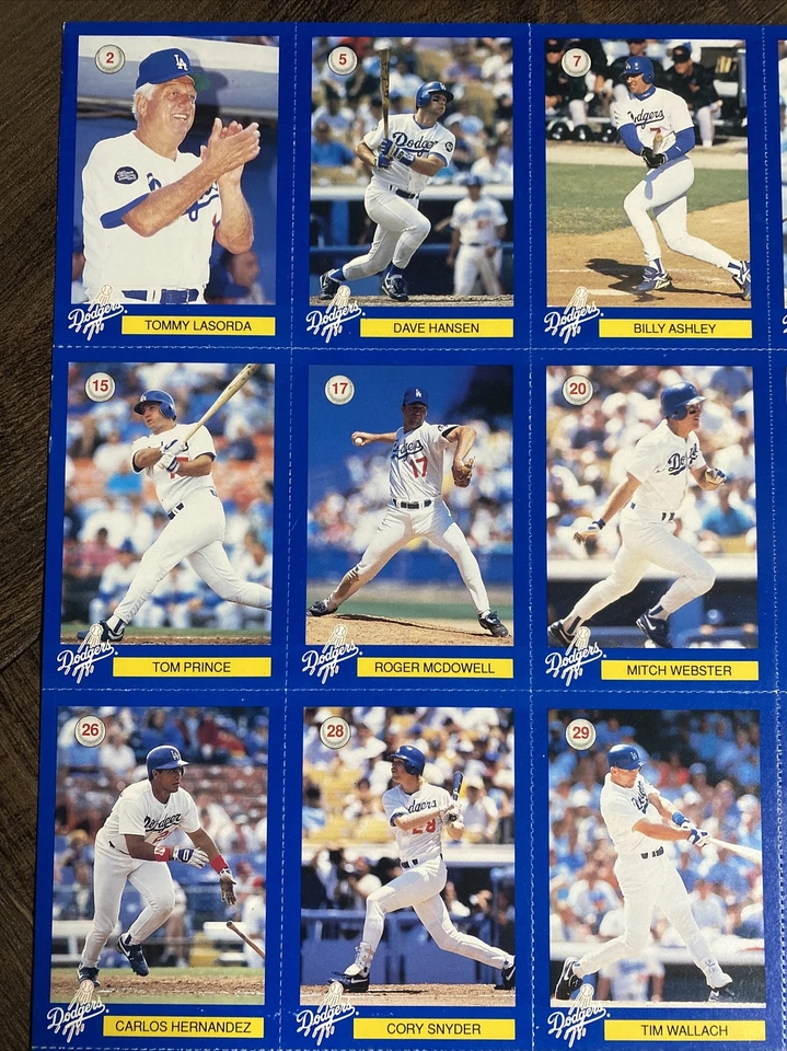 1995 Los Angeles Dodgers DARE & LAPD Team Set Sheet Uncut Perforated Cards - Image 3 of 4