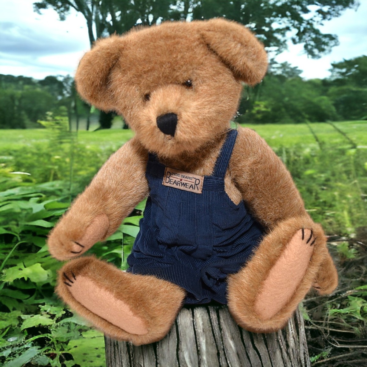 Vintage Boyds Bear- Archive Collection Plush Beige Blue Corduroy