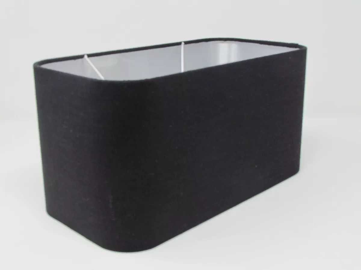 Lampshade Black Textured 100 Linen Brushed Silver Rounded Rectangle Light Shade