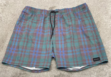 Rip Curl Lay Days Board Shorts Men's 36x6 Blue Green Plaid Drawstring Stretch