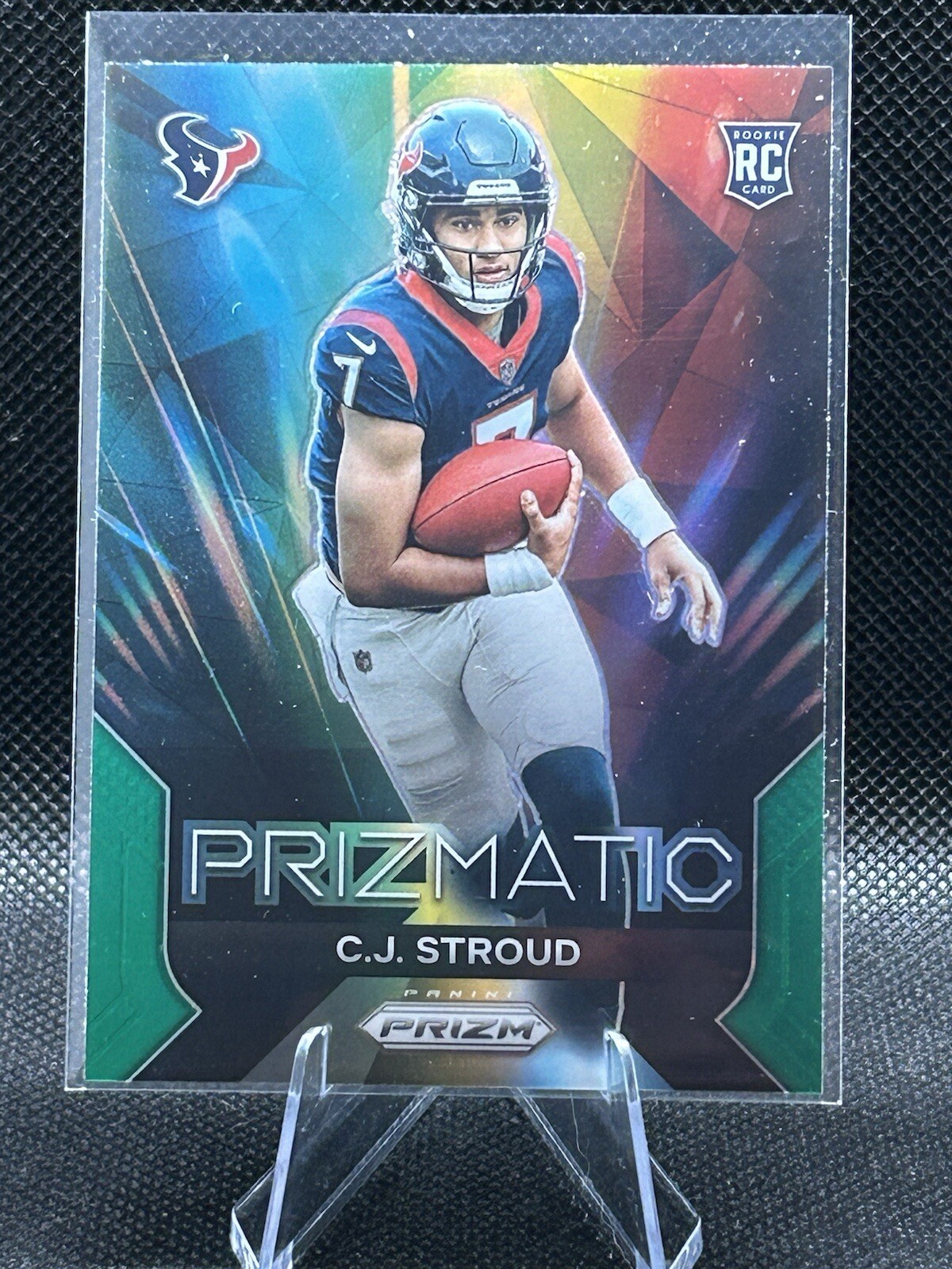 C.J. STROUD 2023 PANINI PRIZM FOOTBALL ROOKIE PRIZMATIC WAVE GREEN RC Q0063