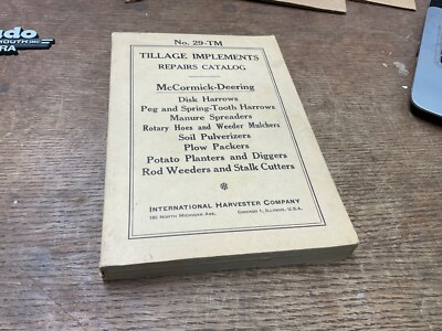 International Harvester Tillage Implements Repairs Catalog Mccormick Deering