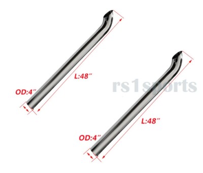 2PCS Chrome Curved Stack Pipe 4''ODx48'' Length Peterbilt Kenworth Freightliner